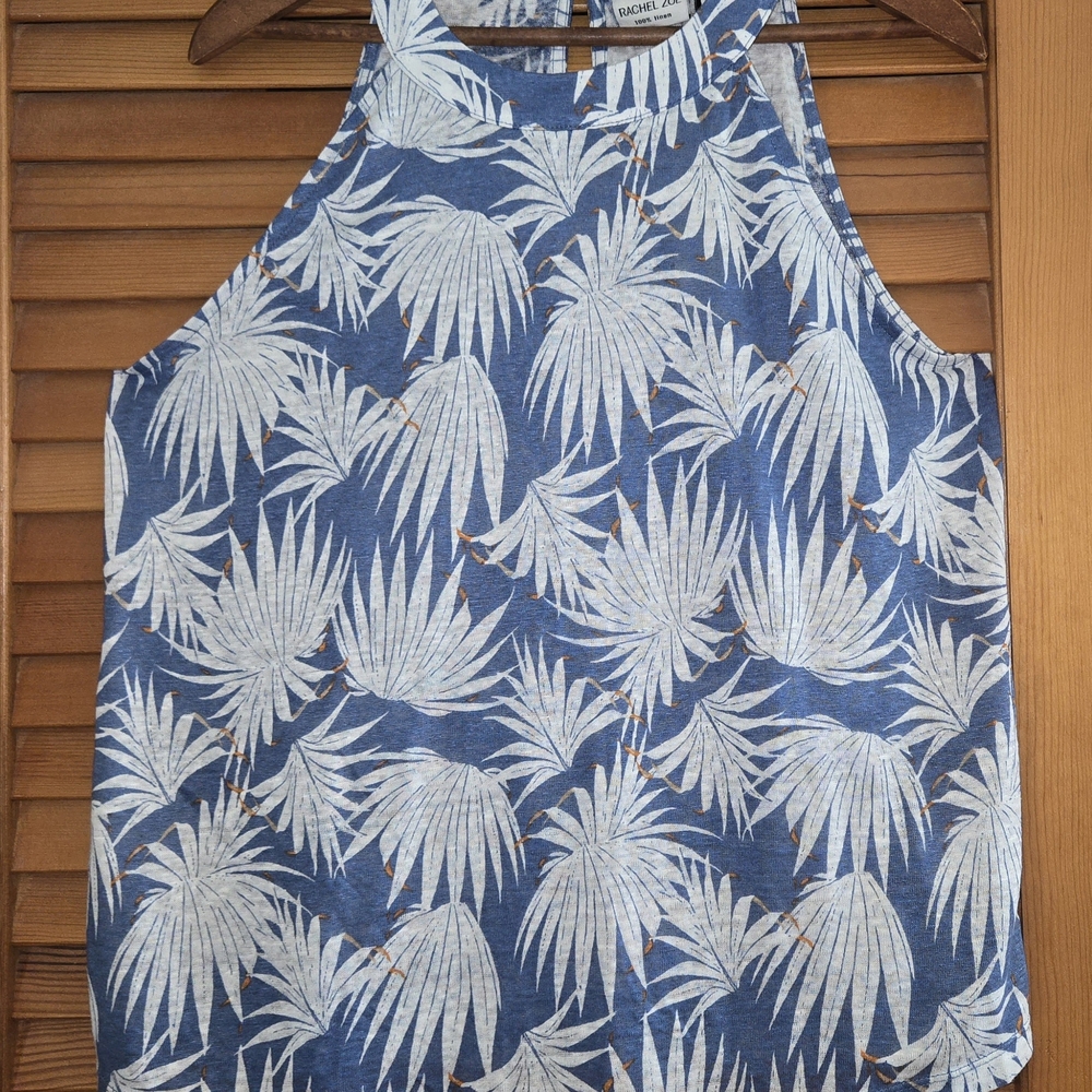 Rachel Zoe Blue and White Linen Top